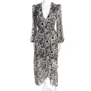 Reformation Chamomile Floral Wrap Midi Dress Long Sleeve